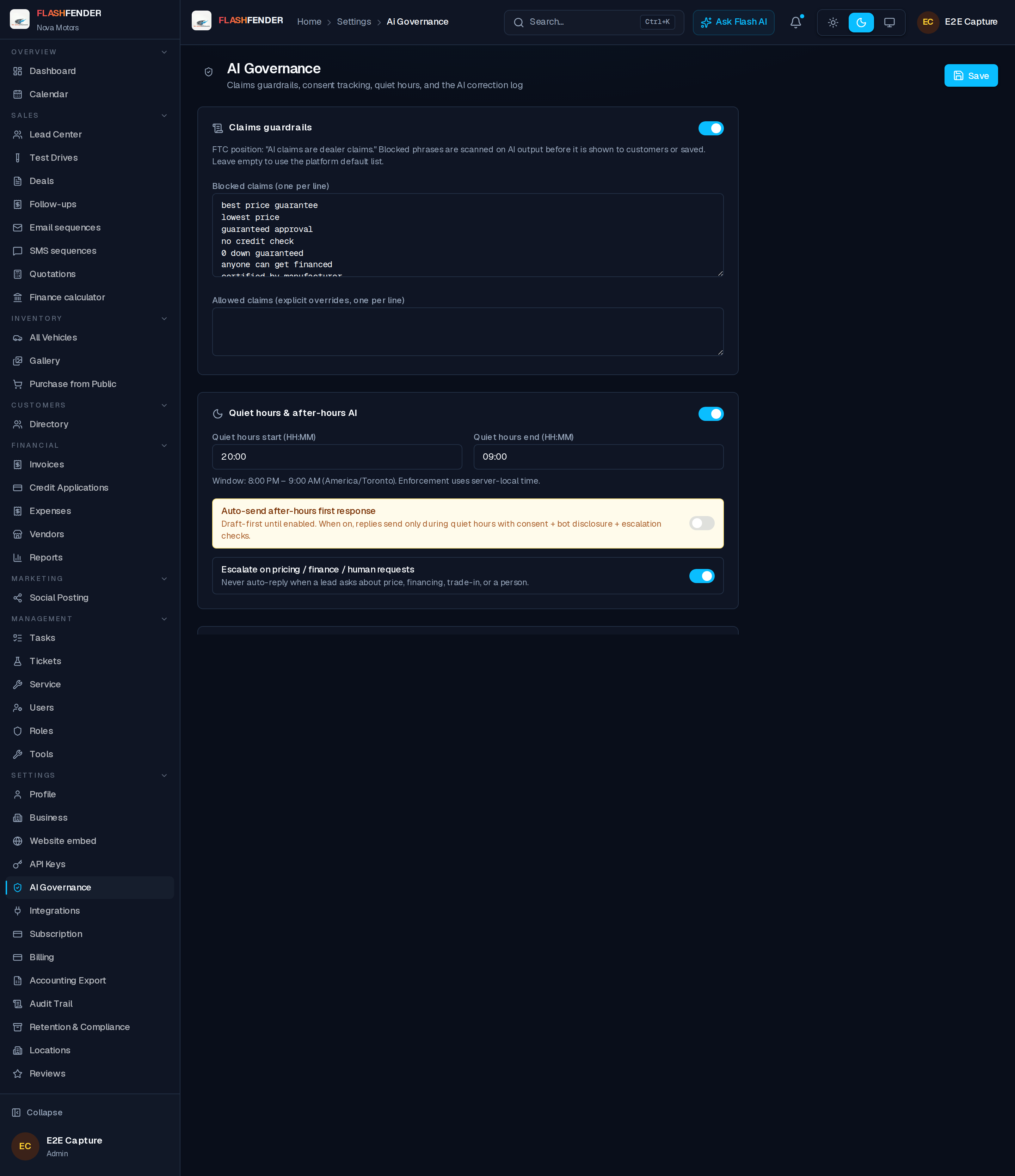 FlashFender Flash AI Desk — live product screenshot